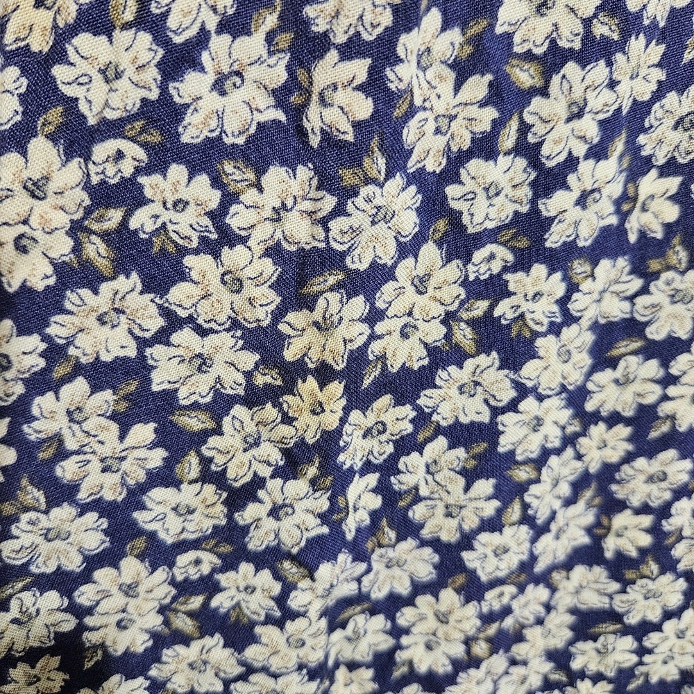 Vintage All That Jazz Navy Blue Floral Daisy Midi Dress 9 / 10 90s USA Grunge - Picture 4 of 10